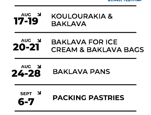 2026 Festival Baking Schedule